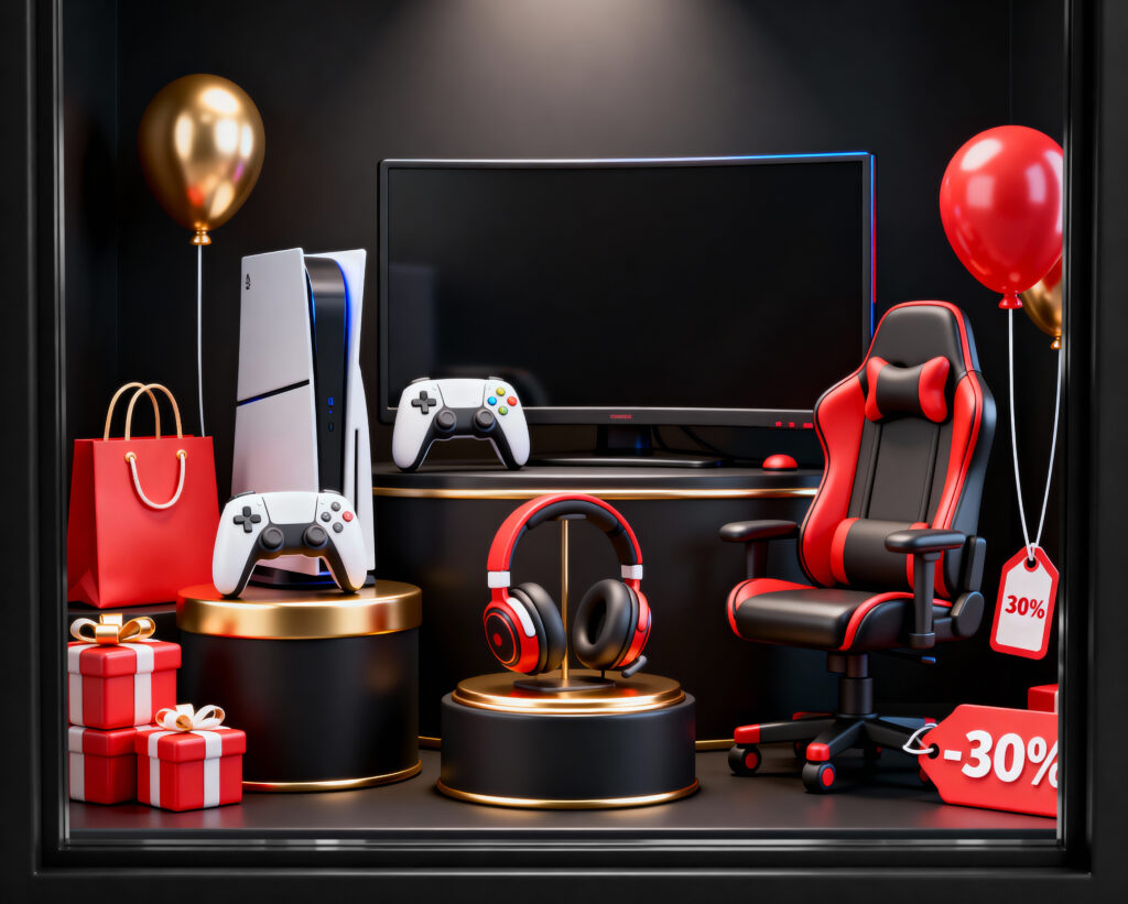 gaming-setup-with-console-headphones-chair-sale